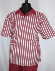 Men's Burgundy 5 Buttons Short Sleeve Walking Suit
