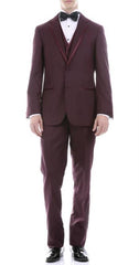 Men's Burgundy Slim Fit 3pc Tuxedo