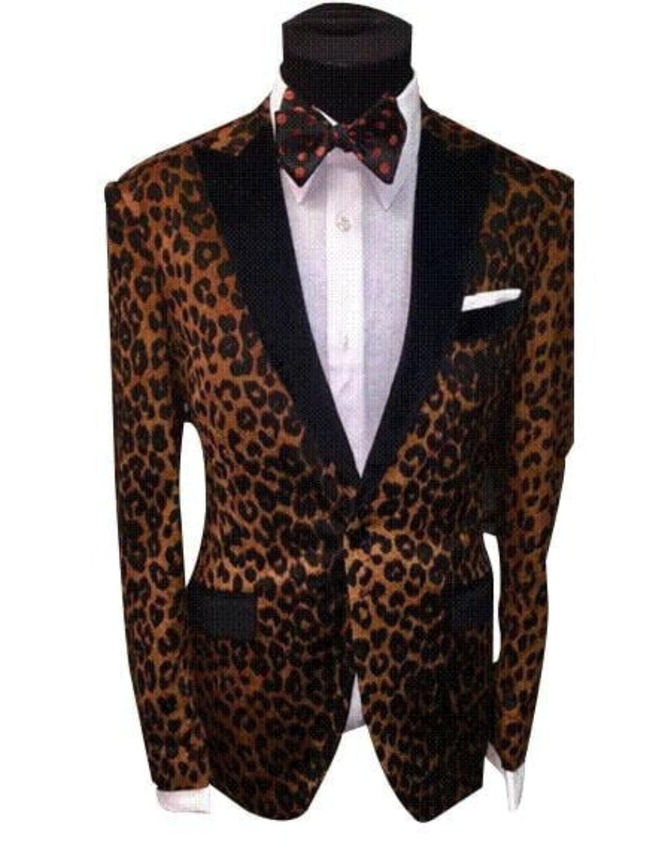 Leopard Mens Blazer - Brown and Tan Mixed Animal Prints Sport Jacket