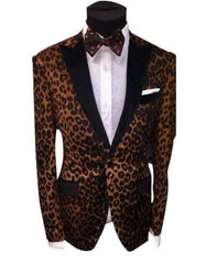 Leopard Mens Blazer - Brown and Tan Mixed Animal Prints Sport Jacket
