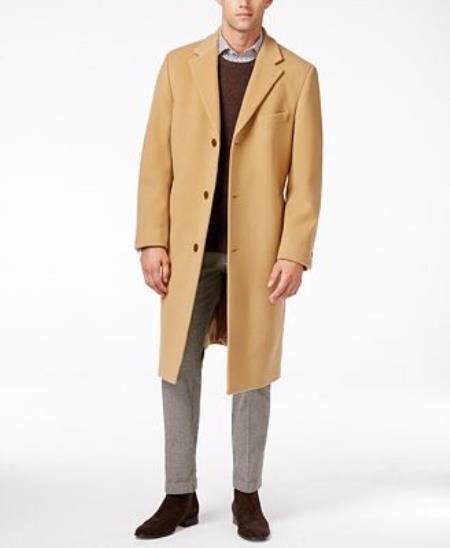 Men'S Dress Coat Designer Brand Blend Overcoat Camel