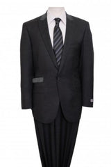 Men'S Two Piece Ticket Pokcet Peak Lapel Slim Fit Suit Charcoal - Color: Dark Grey Suit