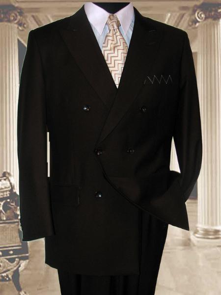 Men's Classic Double Breasted Suits Solid Color Brown Suit With Side Vent Jacket Pleated Pants
