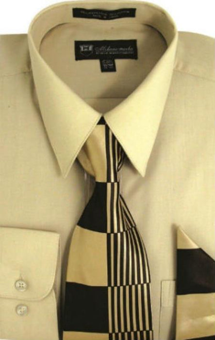 Sand Solid Pattern Classic Cotton Men's Dress Shirt