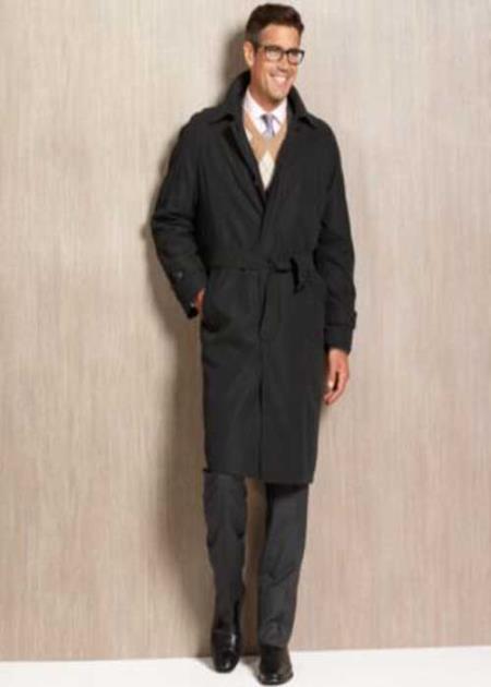 Men's Dress Coat Winter trench coat Rain Coat black