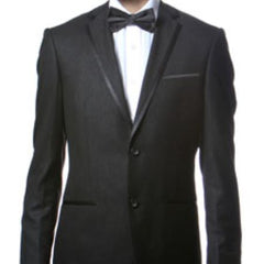Slim Fitted Skinny Tapered Men'S Trimmed Peak Lapel Black