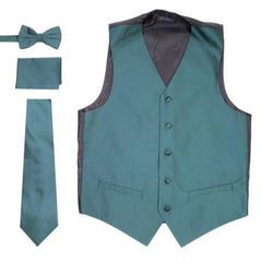 Men's Dark Teal Besom Pockets Big and Tall Waist coat & Tie