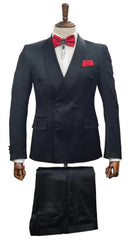 Mens Double Breasted Sateen Shiny Fabric Metallic Fabric - Sharskin Suit