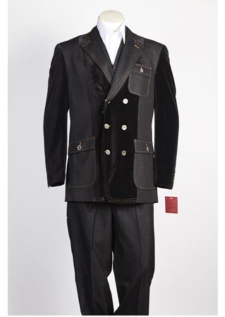 Men's Double Breasted Suits Black Suit