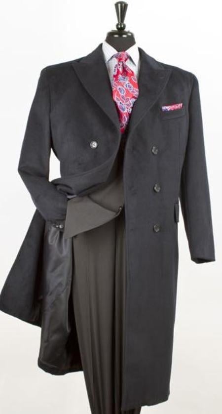Men's Dress Coat 44 Inch Double Breasted Winter Designer Men's Wool Men's Peacoat Sale Long  Polyester Fashion Top Coat Navy Blue