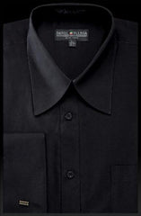 NTDS3008 Best Cheap Priced Designer Sale Men's Solid Black French Cuff Curved Pat Riley Collar Men's Dress Shirt