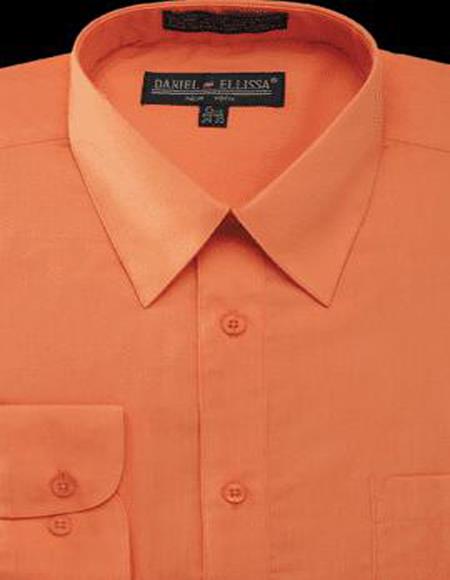 Men's Dress Orange Regular Fit Shirt