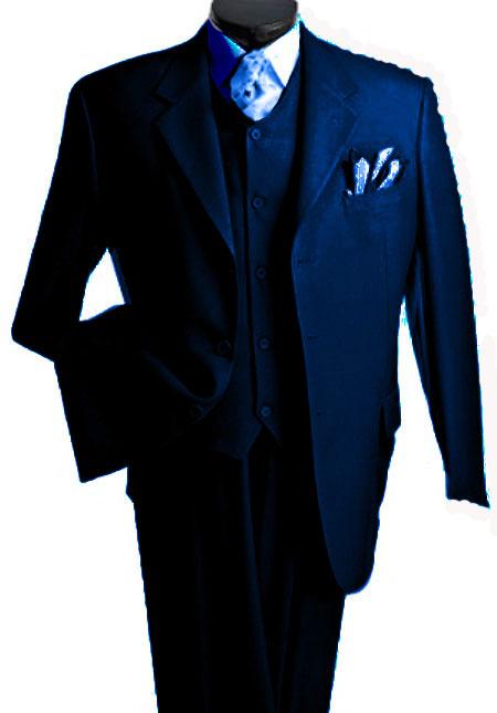Men's 3 Piece Premium Fine Drak Blue three piece suit
