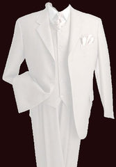 Men's 2 or 3 buttons 3 Piece Snow White Three Piece Vested Suit Pleated Pants Side Vent