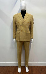 Mens Gold Double Breasted Suit - 1920s Style Camel Color Suit