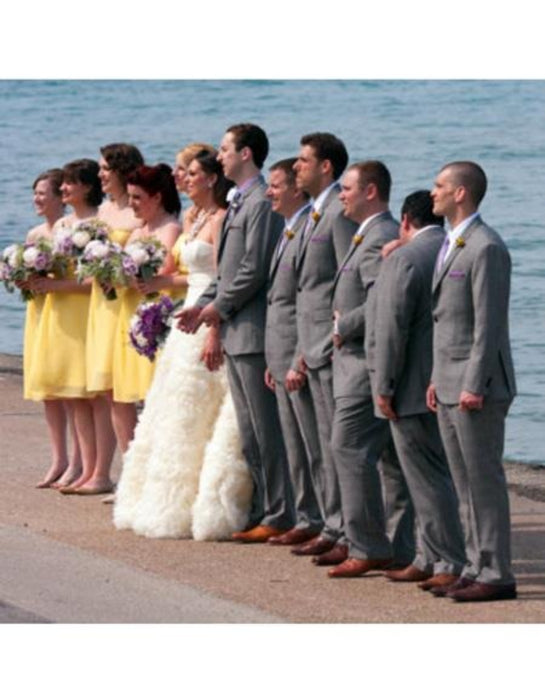 Men's Gray One Chest Pocket Beach Wedding Attires Menswear