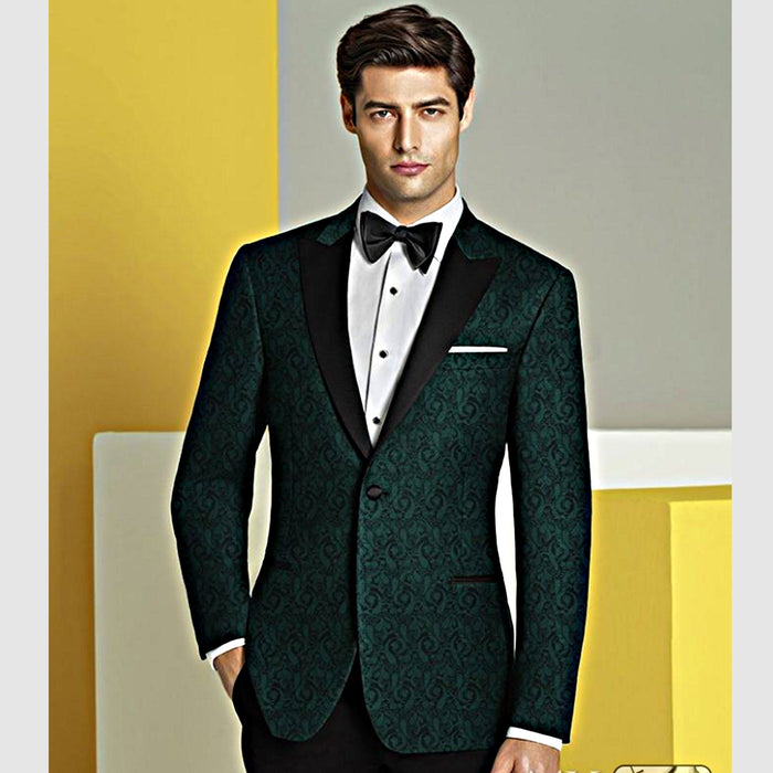 Western Suit - Trajes Para Hombres - Cowboy Formal Attire - Trajes De Novio - Peak Lapel Single Breasted Green Suit