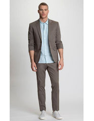 Men's Grey Two Buttons Beach Wedding Attire Suit