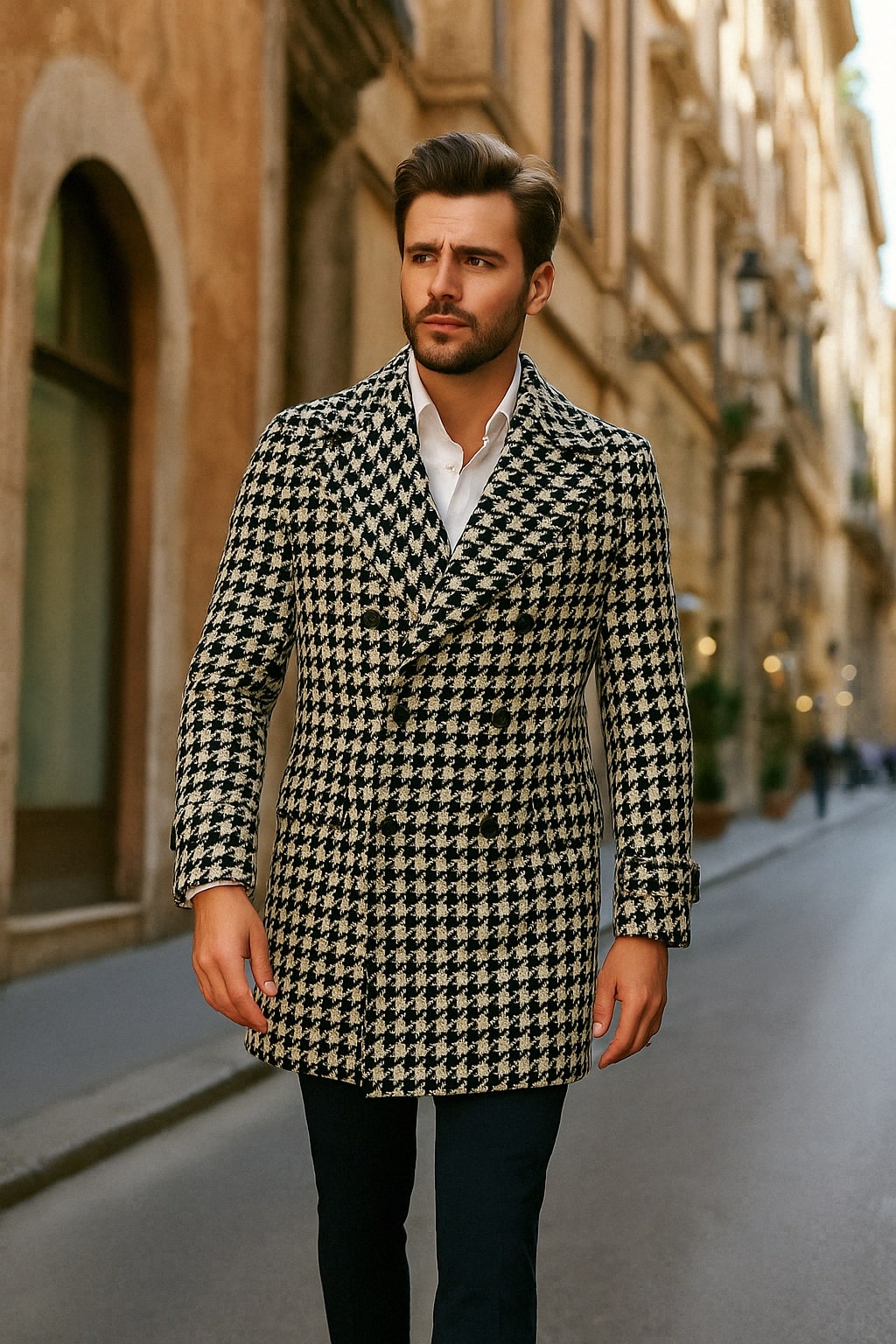 Mens Houndstooth Peacoat for Every Occasion - Image 4