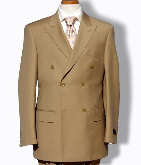 Men's Khaki ~ Bronze ~ Camel Double Breasted Suits Dress Fabric Discounted Suit Pleated Pants