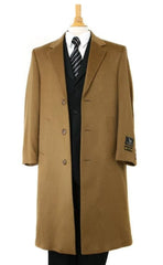 Long Winter Dress Knee length Coat Men's Dress Coat Luxurious soft Men's Overcoat finest Cashmere Blend & Full Length Dark Camel ~ Khaki Long Men's Dress Topcoat - Winter coat