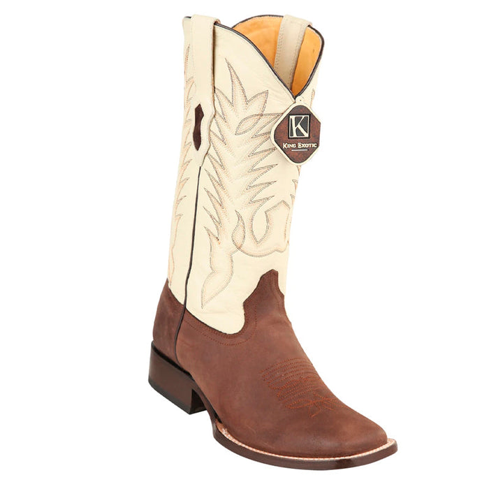 Men's King Exotic Boots Genuine Leather Square Toe Handcrafted Brown (48226207)