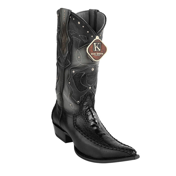Men's King Exotic Boots Genuine Ostrich Leg 3x Toe Boot - Black (495v20505)