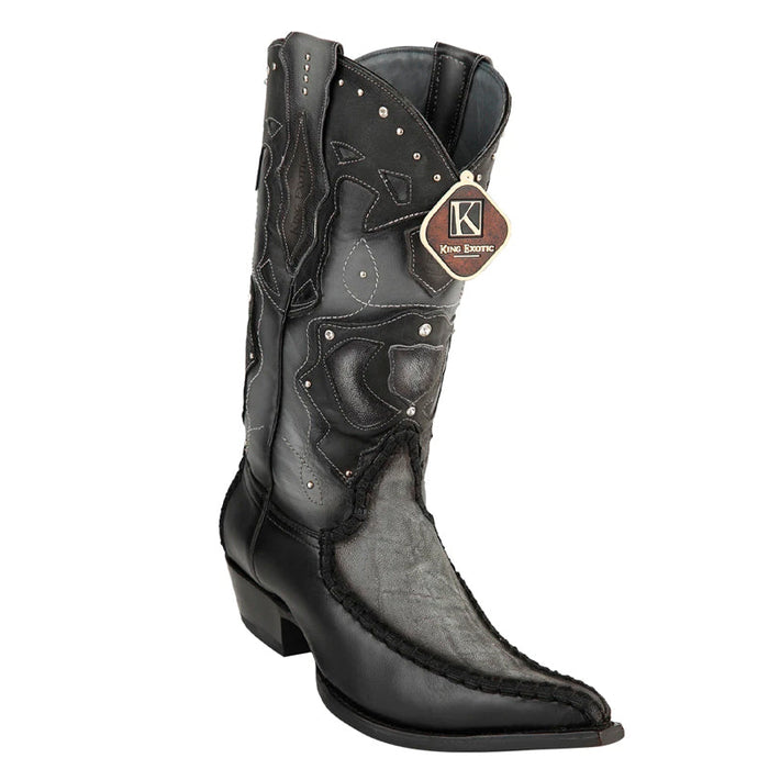 Men's King Exotic Elephant Skin 3x Toe Boots Gray Burnished Gray Burnished (495v27009)