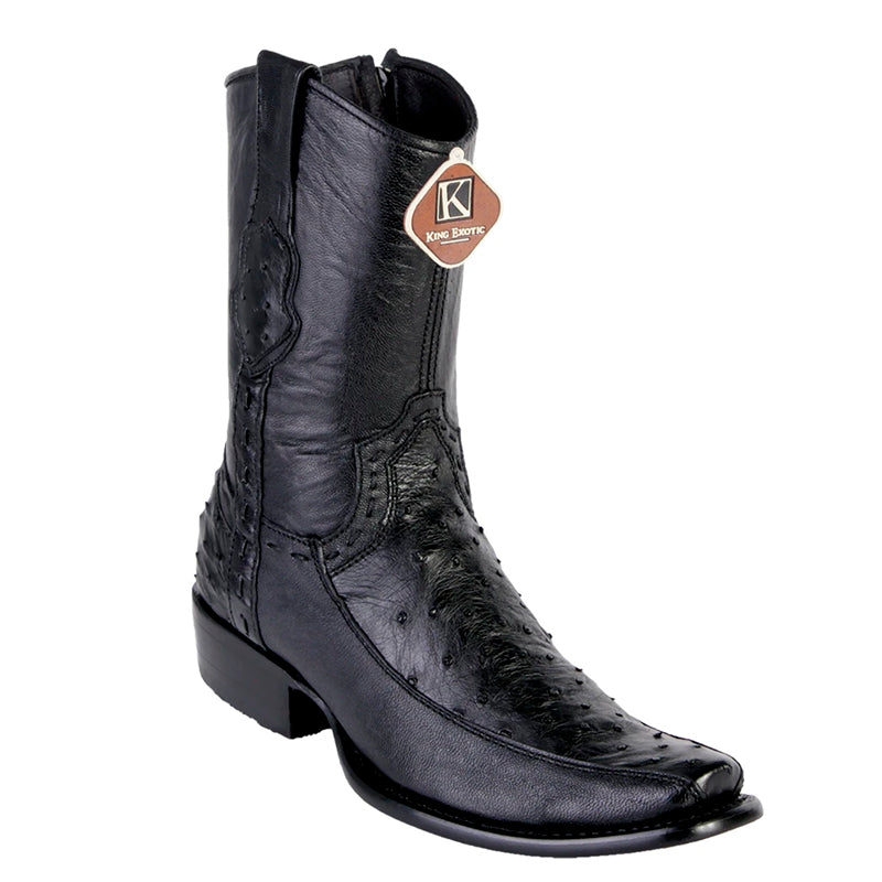 Men's King Exotic Ostrich Boots With Deer Dubai Toe Handcrafted Black (479F0305) main image 1