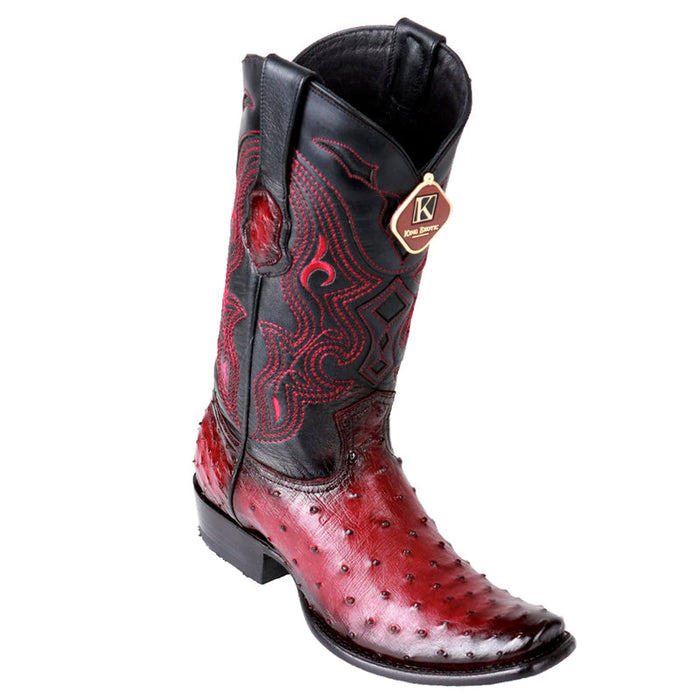 Men's King Exotic Ostrich Boots Dubai Toe Handcrafted Faded Burgundy (4790343)