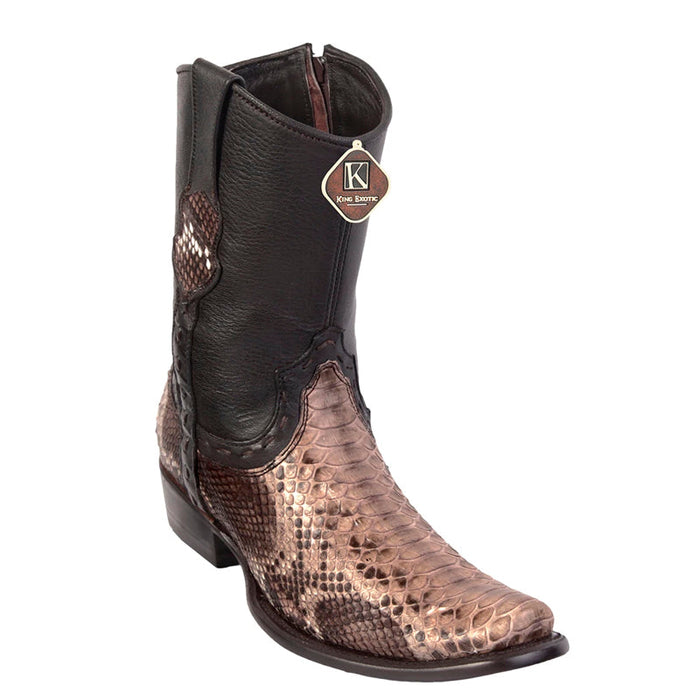 Men's King Exotic Python Boots Dubai Toe Handcrafted Rustic Brown (479B5785)