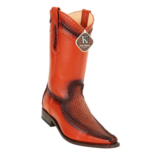 Mens King Exotic Sharkskin European Toe Boots - Cognac (477bd0903)