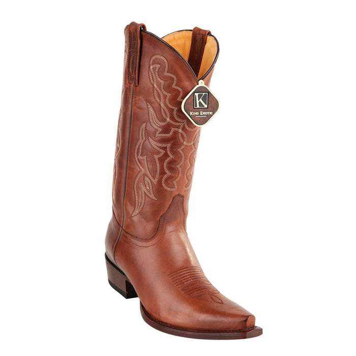 Men's King Exotic Snip Toe Pull Up Leather Boots Handmade Brown (4943807-1)