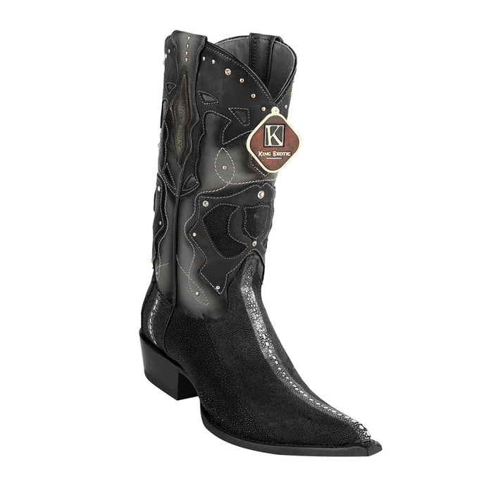 Men's King Exotic Stingray Boots 3x Toe Handcrafted Black (495v1105)