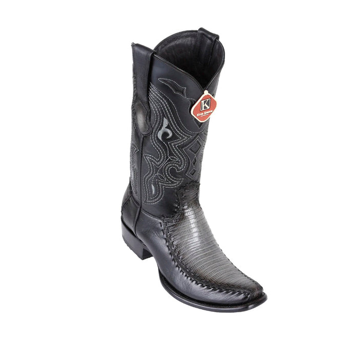 Men's King Exotic Teju Lizard Boots With Deer Dubai Toe Handcrafted Faded Gray (479F0738)