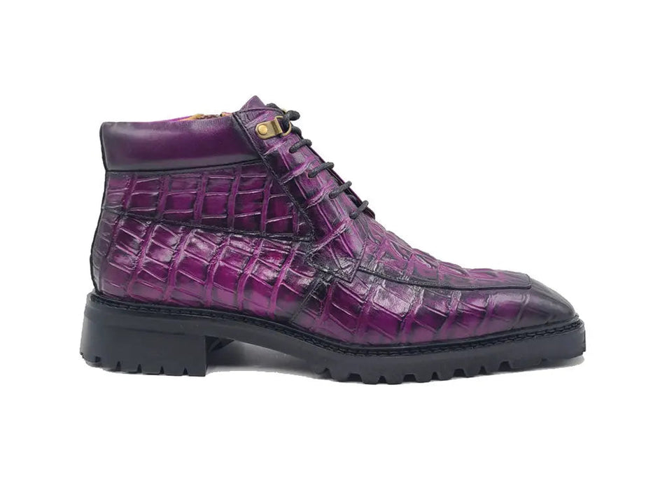 Men's Lace-up Boots Alligator Embossed