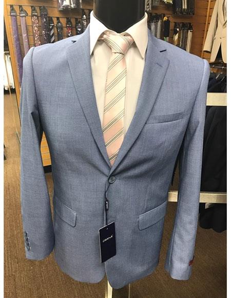 Men'S Baby ~ Ocean ~ Light Blue 2 Button Suit (Business / Wedding Looking)