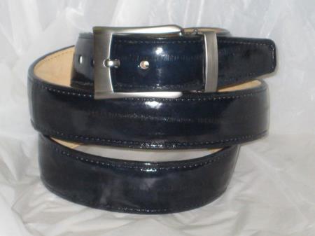 Men's Genuine Authentic Navy Blue Eel Belt