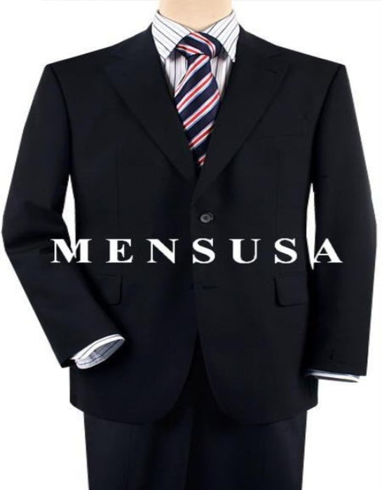 Designer Solid Dark Navy Blue Suit For Men Comes In 2 Or 3 Button Wool Suit Pleated Or Flat Front Pants