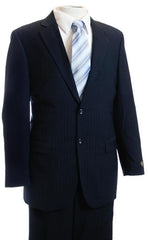 Men's Dark Navy Tone/Tone Pinstripe Designer affordable Cheap Priced Business Suits Clearance Sale online sale Dark Blue Suit