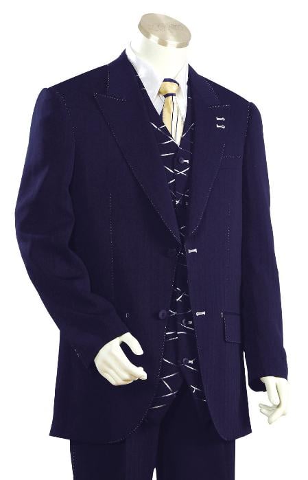 Men's High Fashion Dark Navy Zoot Suit