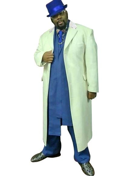 snow White Long Overcoat ~ Long Men's Dress Topcoat - Winter coat Full length Available in Big And Tall