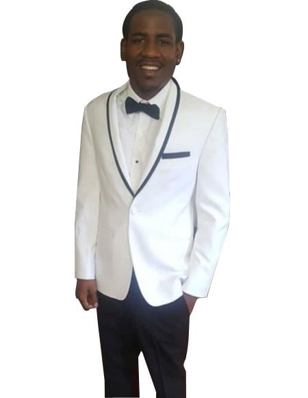 Men's Trimmed Shawl Lapel white tuxedo suit