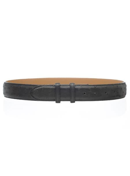 Black Men's Genuine Full Ostrich Quill Belt 1 1/2'' width