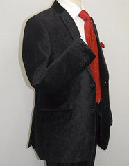 Men's Paisley Black Velvet Fabric Patterned Texture Men's blazer Sport Coat velour Blazer Jacket