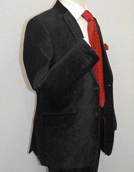 Men's Paisley Black Velvet Fabric Patterned Texture Men's blazer Sport Coat