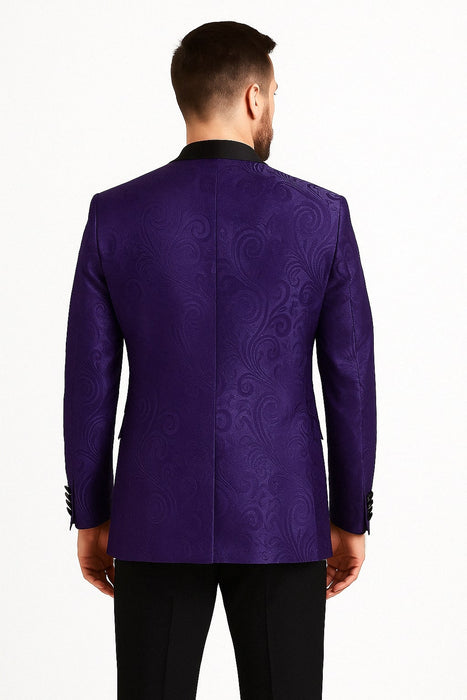 Mens Purple Paisley Pattern Blazer Jacket – Satin Finish