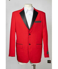 Single Breasted Men's Red And Black Two Button Cheap Priced Blazer Jacket For Men