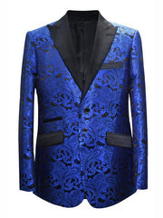 Men's Royal Blue Paisley Pattern Blazer