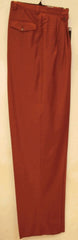long rise big leg slacks Rust Wide Leg Dress Pants Pleated baggy dress trousers unhemmed unfinished bottom